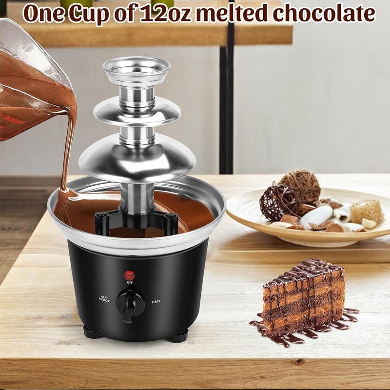 VAlinks Chocolate Fountain Machine - 3 Tiers Electric Melting Machine Fountain, Mini Stainless Steel Chocolate Fondue Fountain for Parties, Melts Cheese, BBQ Sauce, Liqueurs - Image 2